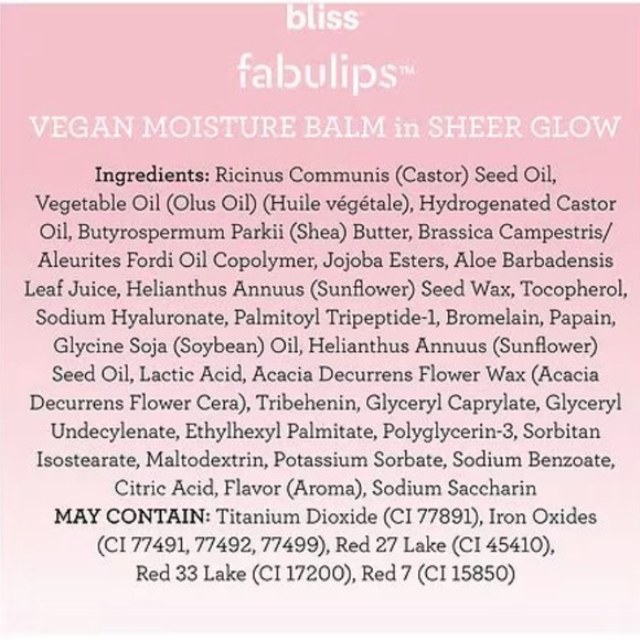 ~sold~NWT Bliss Fabulips Vegan Lip Balm, Sheer Glow - Picture 3 of 3